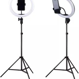 Treadmill Foldable 10" inch LED Ring Light with 7 Ft Tripod Stand Combo and Phone Holder for Tiktok YouTube Reels Photo-shoot Video Live Stream Makeup Videos vlogging Vigo Video Shooting | 3 color modes Dimmable Lighting | Recording with Mobile Phone and Camera Clip Setup Ring Flash Flash image 2