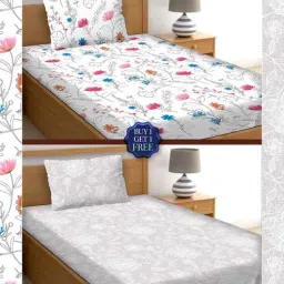 White Floral 250 TC Cotton 2 Single Bedsheet With 2 Pillow Covers Orra Collection by Bella Casa (Combo of-picture-20