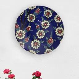 quirk india Blue Ceramic Cobalt Pottery Floral Decorative Wall Plate-picture-21