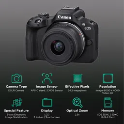 Canon EOS R50 24.2MP Mirrorless Camera (18-45 mm Lens, 5-Axis Electronic Image Stabilization) image 3