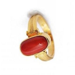 10.55 Ratti Coral Ring with Natural Moonga Astrological Stone Ring Copper Coral Gold Plated Ring-image-91