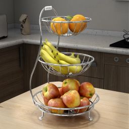 Stainless Steel 3-Tier Fruit & Vegetable Basket for Dining Table/Kitchen/Home Stainless Steel Fruit & Vegetable Basket-image-48
