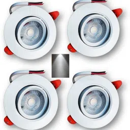6W White Body LED COB Spot n Movable Light(Cool White)Cutout-3"/7cm (Packof4) Recessed Ceiling Lamp-21