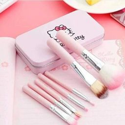Hello Kitty Complete Makeup Mini Brush Kit set of 7 With A Storage Box, PINK-5