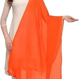 Chiffon Solid Orange Women Dupatta-image-5