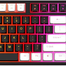 Ant Esports MK1400 / Rainbow LED Illumination, White and Black Keycaps, Backlit Membrane Wired USB Standard Gaming Keyboard Compatible with Desktop, Laptop, Mac Backlit Membrane Mixed Colour Lighting, White & Black Keycaps, Double Injection Key Caps-10