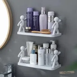 sjk Self Adhesive Multi-Purpose Wall Hanging Humanoid floating Shelf 1.898 Plastic Wall Shelf image 3