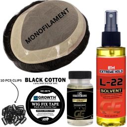 Monofilament Patch 9x6 Application Kit, L-22 Solvent, 10pcs Clips, Glue, 5m Tape Hair Extension-image-2