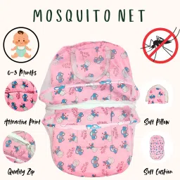 cuddlebud Cotton Infants Washable Baby mattress with mosquito net for unisex, 0-3 months Mosquito Net image 5