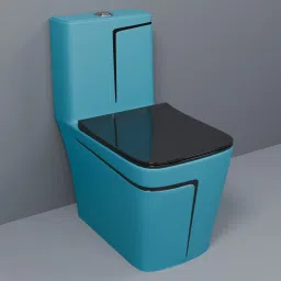 C/T012 Premium Quality Shining Matt SKY Blue Commode With Black Finishing Line And Round Flush Button Western Commode-image-91