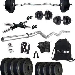 20 kg Plates with 3 rods with Accessories Home Gym Combo-image-10