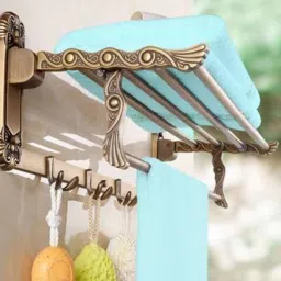 New Rajwadi Look Antique Stainless Steel Folding Towel Rack for Bathroom/Towel Stand/Hanger/Towel Rod Bathroom Accessories (24 Inch-Brass Finish) Brass Towel Holder-image-17