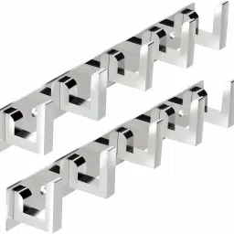 Pack Of 2-Classic Glossy 5 Pin Cloth Hanger Bathroom Wall Door Hooks For Hanging keys,Clothes Holder Hook Rail 5-5