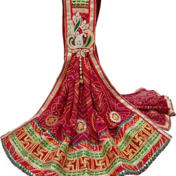 Poly Georgette Embroidered Red Women Dupatta-24