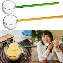 Glass Stirring Spoon Crystal Clear Borosilicate Teaspoon Milk Spoon Coffee Spoon Bone China Serving Spoon-11