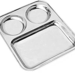 Lunch/Dinner Plate / Bhojan Thali 3 in 1 Compartments Plate Pack of 1 Sectioned Plate-image-95