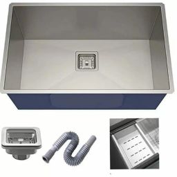 KITCHEN SINK HEAVY-DUTY PREMIUM QUALITY CHROME MATT FINISH (24"×18"×10") SILVER WEIGHT 6KG Premium quality Single bowl handmade kitchen sink HANDMADE KITCHEN SINK HEAVY-DUTY PREMIUM QUALITY 304 GREAD HANDMADE Vessel Sink-image-37