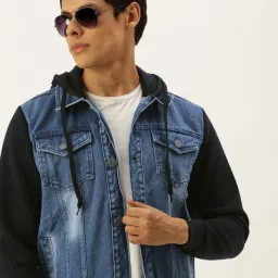 Men Solid Denim Jacket-image-2