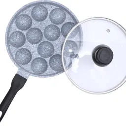 Non-Stick Aluminum Appam Maker – 12 Cavity, 22 cm, with Lid Paniarakkal with Lid 0.5 L capacity 22 cm diameter-image-48