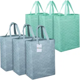 homestic Non-Woven Reusable Eye-Print Shopping Handbag|Pack of 6|Multicolor Pack of 6 Grocery Bags-picture-39