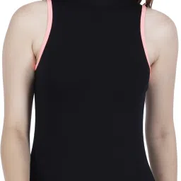 One Piece Sleevless lace Swim Suit, High Neck Bodysuit for Womens & Girls Solid Women Black Swimsuit-image-41