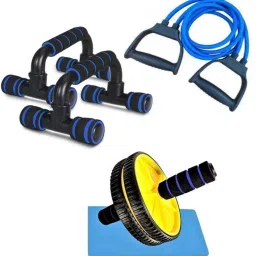 Athletes CHOICE, Pack OfAthletes CHOICE, Pack Of 2 Fitness COMBO, 1x ABS Builder Wheel Roller Abdominal, Core and Ab Exerciser, 1x Pushup Bar Stands for Chest and Dips, 1x Toning Tube For Gym Workout Equipment Strength Increase, for Men, Women, Kids, Girls, Children, Adult Best in Sports & Fitness, TRUSTED by DR, Weight Loss 2 Fitness COMBO, 1x ABS Builder Wheel Roller Abdominal, Core and Ab Exerciser, 1x Pushup Bar Stands for Chest and Dips, 1x Jumping Skipping Rope For Gym Workout Equipment Strength Increase, for Men, Women, Kids, Girls, Children, Adult Best in Sports & Fitness, TRUSTED by DR, Weight Loss Fitness Accessory Kit Kit-81
