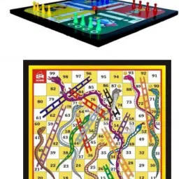wooden Ludo + Snake & Ladders 2 in 1 Combo With One Set Of Plastic Ludo coin & Dice board Game Party & Fun Game Board Game Accessories-0