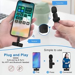 bass bling K9 Dual Wireless Mic Portable Recording Mic for All Android & iphone & Laptop Microphone image 2