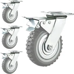 5 Inch 360 Degree PU Heavy Duty Locking Bearing Industrial Wheels with Brake Swivel Furniture Caster-picture-27