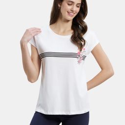 jockey AW54 Women Graphic Print Round Neck Pure Cotton White T-Shirt-picture-15