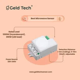 Geld Tech Microwave Motion Sensor Wall/Ceiling | Detect Humans | Day/Night | Pack of 5 Wired Sensor Security System image 3