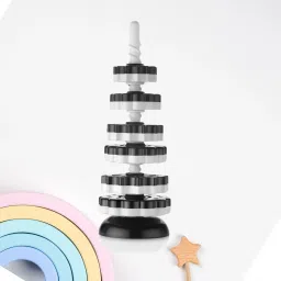 New Stacking Rings Toy White&Black Stacker Toddler Spinning Toy Learning Toys-image-29