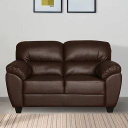 woodsworth from pepperfry Bari Leatherette 2 Seater Sofa In Dark Brown Colour-picture-24