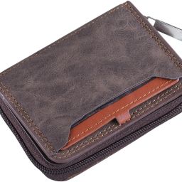 Men & Women Casual Khaki Genuine Leather RFID Card Holder-image-80