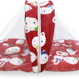 kochikame Polyester Infants Washable New born Baby bedding set With Mosquito Net Mosquito Net image 3