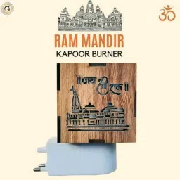 Electric Wooden Jay Shri Ram Mandir Kapoor dani With ON/OFF Switch Wooden Incense Holder Set-11