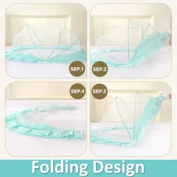 safemyles Nylon Infants Baby Folding Crib Mosquito Net Ocean Green Crib net Big Size Mosquito Net image 5