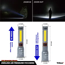 trillsun High Power Torch with Zoomable Metal body 6 Mode Flashlight Rechargeable Torch image 2