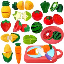 Fruits and Vegetables Pretend Play Set Cutting Board and Knife for Kids-image-3