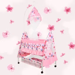Cradle for kids cradle for baby boy and girl Cradle With Swing & Mosquito Net-image-5