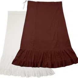 Belizs White & Deep Brown Combo Pure Cotton Petticoat-image-7