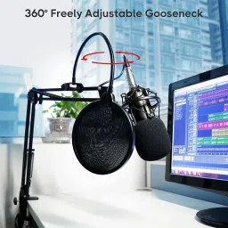 amg music Dual Mike Stand Condenser Microphone Stand, Mic Stand for Microphone Microphone Microphone Stand image 5
