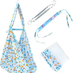 Baby Cradle Swing with Mosquito Net,Separator and Spring-Blue Butterfly-image-0