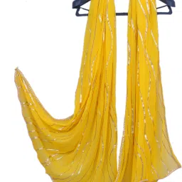 Chiffon Striped Yellow Women Dupatta-image-74