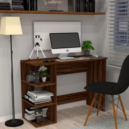 Corner rounded Top with 3 Tier Side Storage & Termites resistance Engineered Wood Multipurpose Table-image-69