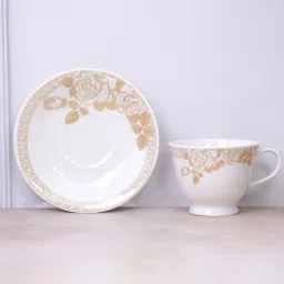 u.p.c. Pack of 12 Bone China Cup & Saucer Set of 6 - Leaf Series image 4