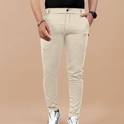 metronaut Regular Fit Men Beige Lycra Blend Trousers-picture-38