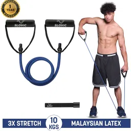 Gym Latex Tube With Foam Handles & Door Anchors For Stretching Excersise(10KGS) Resistance Tube-image-100