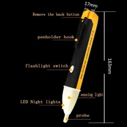 nunki trend Detector Sensor With Light & Sound Electric AC Alert Detector Test Pen 90-1000v Analog Voltage Tester image 4
