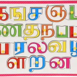 Wooden Tamil Consonants Alphabet Letters with knob Tray puzzle for Learning Kids Age 2+-20